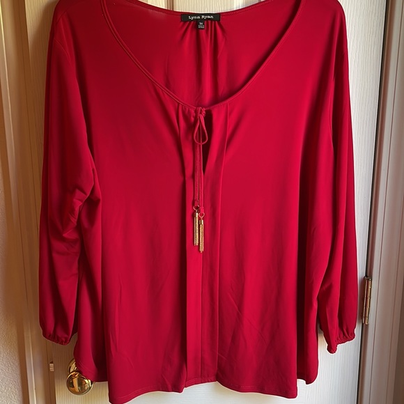 NWT LYNN RYAN CHERRY RED LONG SLEEVE BLOUSE SZ 3X - Picture 4 of 7